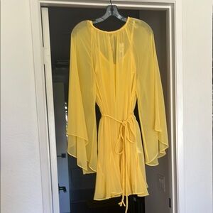 Yellow Sheer Dress with Belt